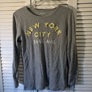 Old Navy Gray Long-Sleeve "New York City Park Ave" Jersey with Yellow Applique